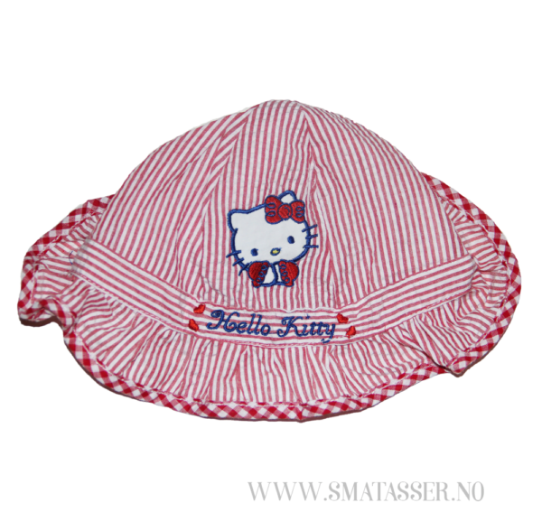 Hello Kitty solhatt - rødstripet