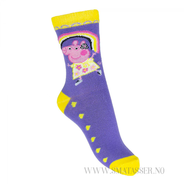 Peppa Gris sokker - Lilla og gul
