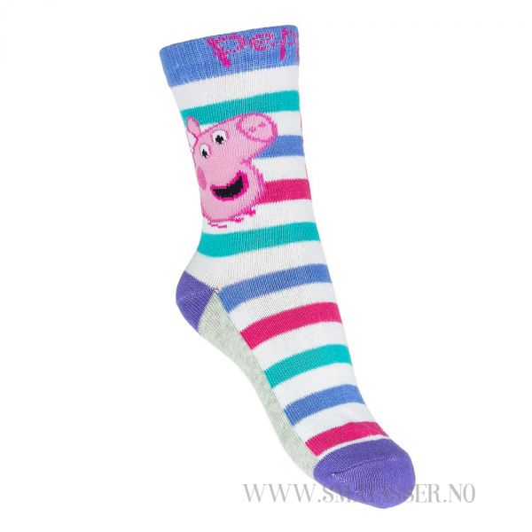 Peppa Gris sokker - Striper/lilla h##l