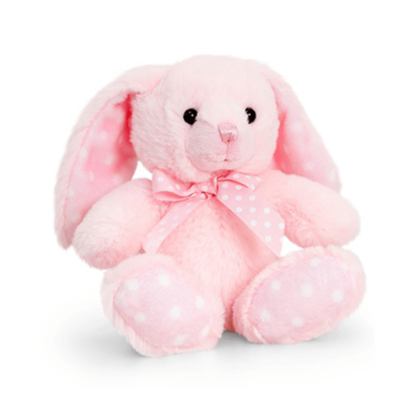 Kanin, 15 cm, rosa/hvite prikker