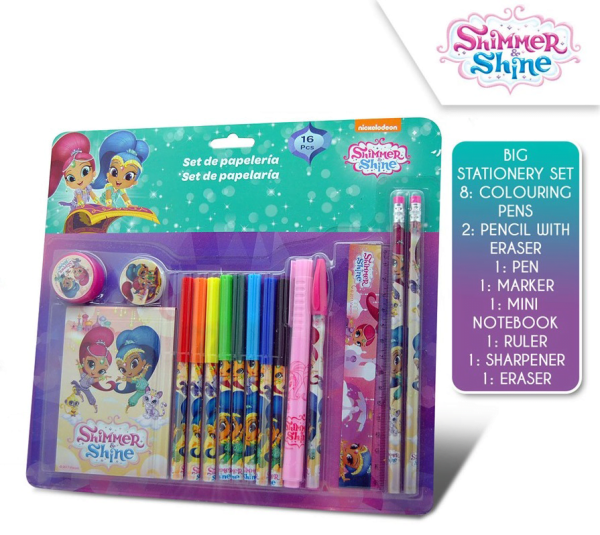 Shimmer & Shine skrivesett, 16 deler