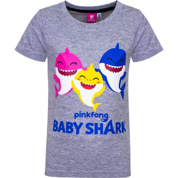 Baby Shark t-skjorte grå 3 haier