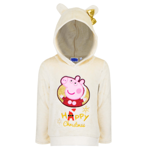 Peppa Gris hettegenser Happy Christmas hvit